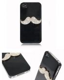 case iphone com bigode de strass - preta com bigode strass