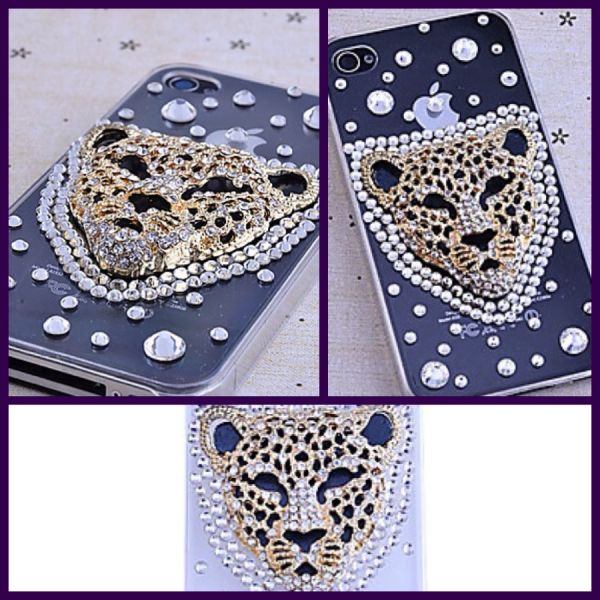 case leopardo face strass