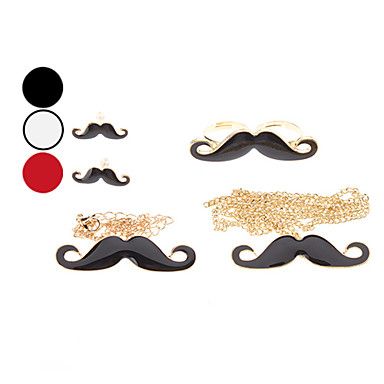 kit mustache, anel, colar, brinco, pulseira e anel